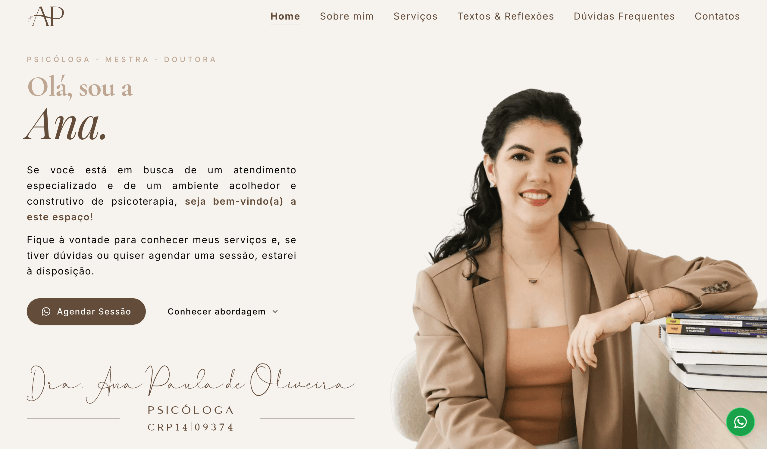 Prévia do projeto Psicóloga · Institucional + Blog